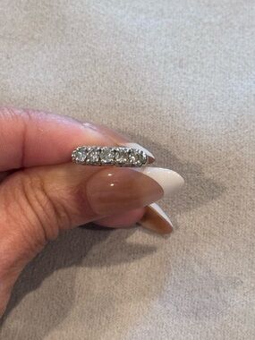 💎 14K 1950’s Vintage White Gold Diamond 5-Stone Ring Size: 3 3/4